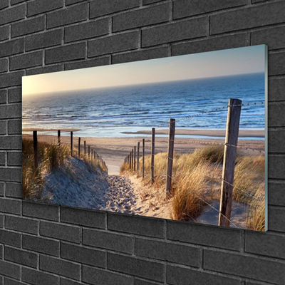 Image sur verre acrylique Sentier plage paysage brun