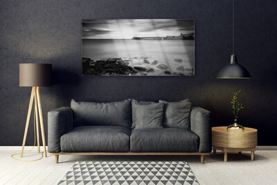 Image sur verre acrylique Pierres mer paysage gris