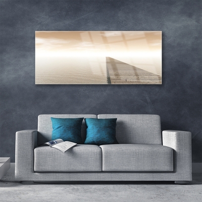 Image sur verre acrylique Pont mer architecture brun gris