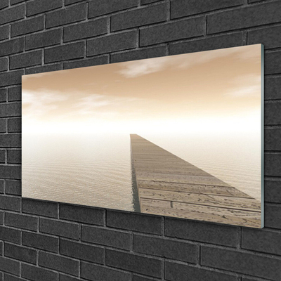 Image sur verre acrylique Pont mer architecture brun gris