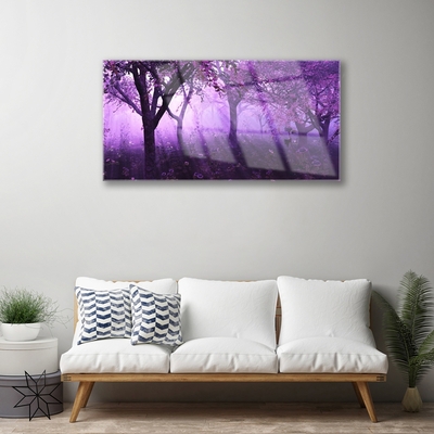 Image sur verre acrylique Arbres nature violet rose