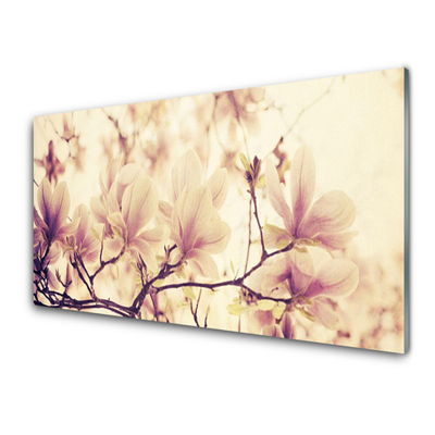 Image sur verre acrylique Fleurs floral rose beige