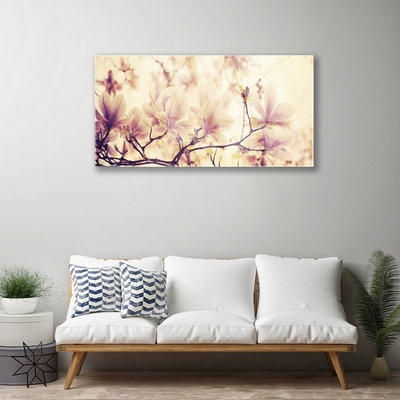 Image sur verre acrylique Fleurs floral rose beige