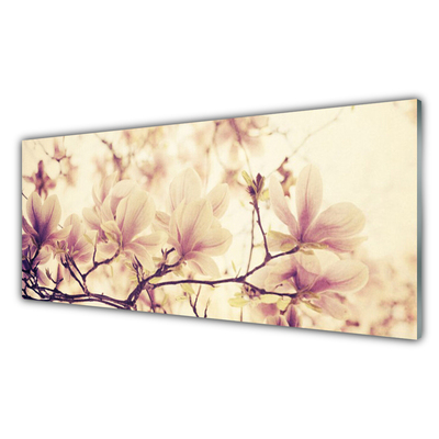 Image sur verre acrylique Fleurs floral rose beige