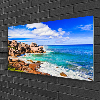 Image sur verre acrylique Plage mer paysage brun gris bleu