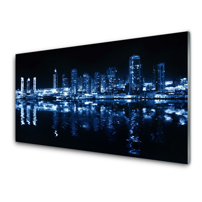 Image sur verre acrylique Ville bâtiments bleu noir