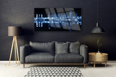 Image sur verre acrylique Ville bâtiments bleu noir