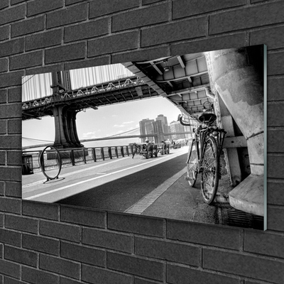Image sur verre acrylique Vélo pont architecture gris