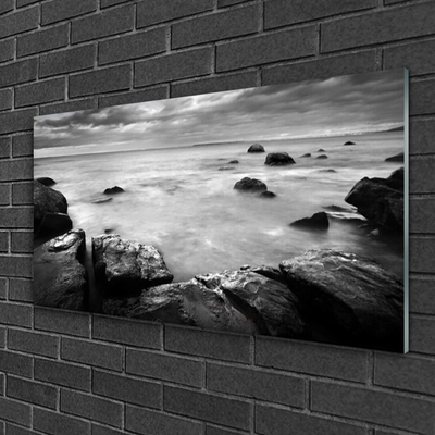 Image sur verre acrylique Roche mer paysage gris
