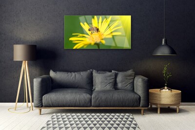 Image sur verre acrylique Fleur guêpe floral noir jaune