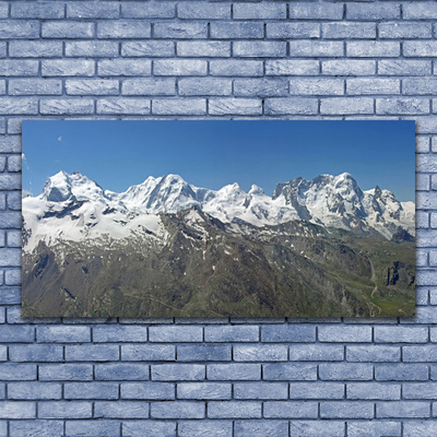 Image sur verre acrylique Montagnes paysage blanc gris