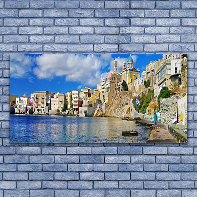 Image sur verre acrylique Mer ville architecture brun bleu
