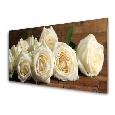 Image sur verre acrylique Roses floral blanc