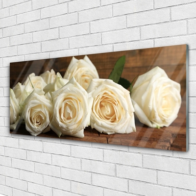 Image sur verre acrylique Roses floral blanc