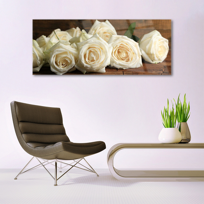 Image sur verre acrylique Roses floral blanc