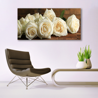 Image sur verre acrylique Roses floral blanc