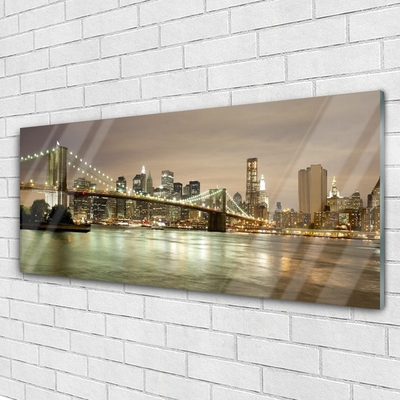 Image sur verre acrylique Mer pont ville architecture gris jaune