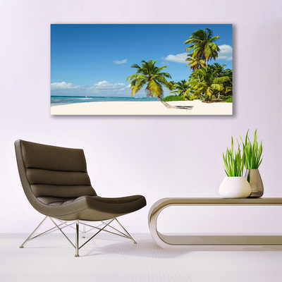 Image sur verre acrylique Palmiers plage paysage brun vert