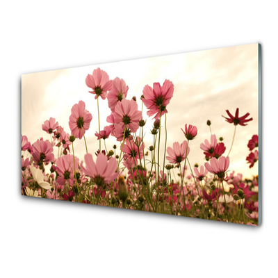 Image sur verre acrylique Fleurs floral rose vert