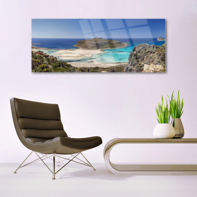 Image sur verre acrylique Plage mer paysage brun bleu