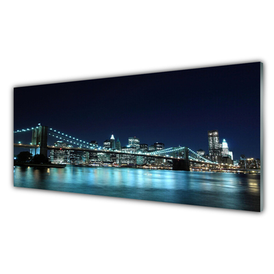 Image sur verre acrylique Mer pont architecture bleu