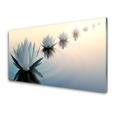 Image sur verre acrylique Fleurs floral blanc bleu