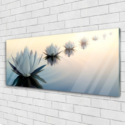 Image sur verre acrylique Fleurs floral blanc bleu