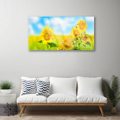 Image sur verre acrylique Tournesol floral jaune