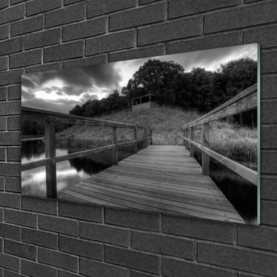 Image sur verre acrylique Lac pont architecture gris