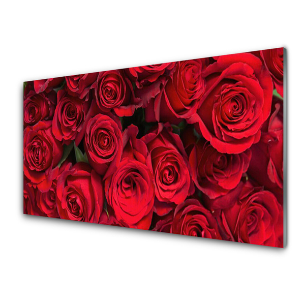 Image sur verre acrylique Roses floral rouge