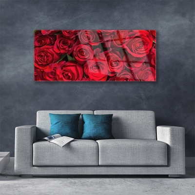 Image sur verre acrylique Roses floral rouge