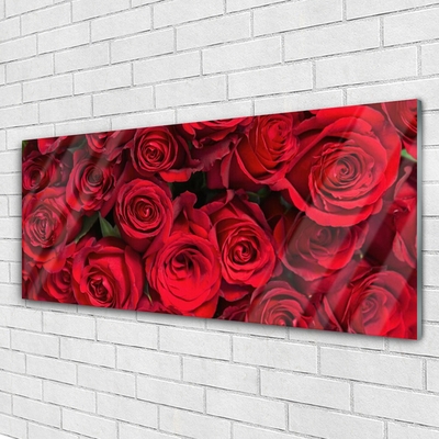 Image sur verre acrylique Roses floral rouge