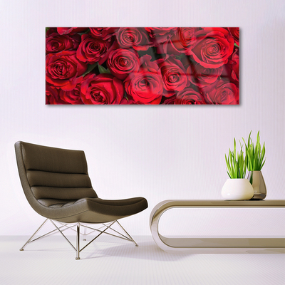 Image sur verre acrylique Roses floral rouge