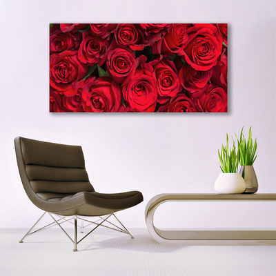 Image sur verre acrylique Roses floral rouge