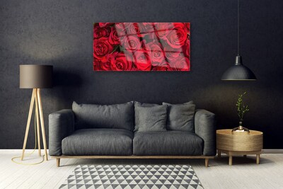 Image sur verre acrylique Roses floral rouge