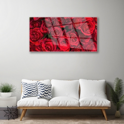 Image sur verre acrylique Roses floral rouge