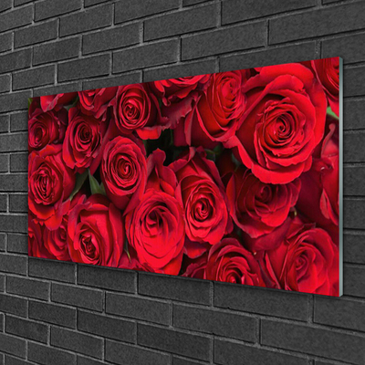 Image sur verre acrylique Roses floral rouge