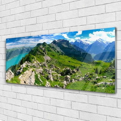 Image sur verre acrylique Montagnes nature gris vert