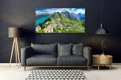 Image sur verre acrylique Montagnes nature gris vert