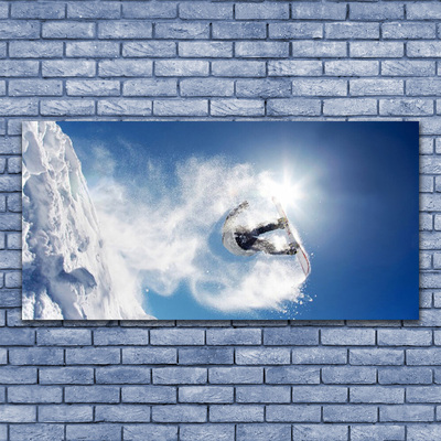 Image sur verre acrylique Sports d'hiver neige art blanc