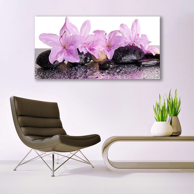 Image sur verre acrylique Pierres fleurs floral rose noir