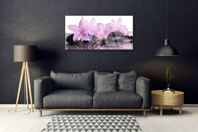 Image sur verre acrylique Pierres fleurs floral rose noir