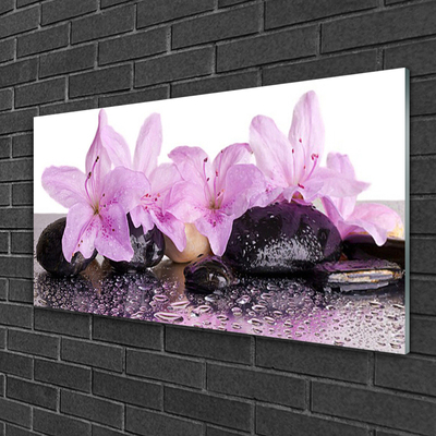 Image sur verre acrylique Pierres fleurs floral rose noir