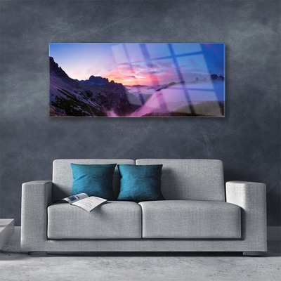 Image sur verre acrylique Montagnes paysage noir violet