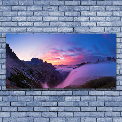 Image sur verre acrylique Montagnes paysage noir violet