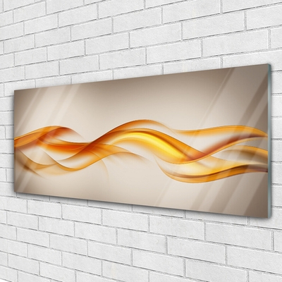 Image sur verre acrylique Abstrait art jaune gris