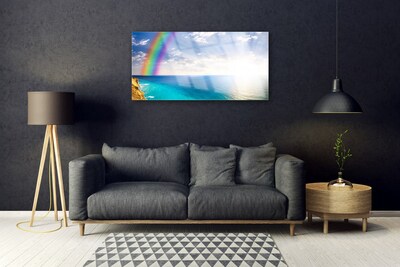 Image sur verre acrylique Arc en ciel mer paysage multicolore