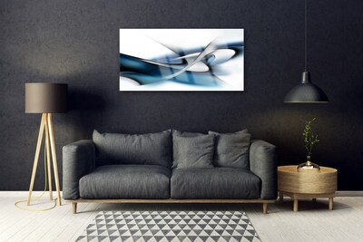 Image sur verre acrylique Abstrait art gris bleu blanc