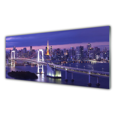 Image sur verre acrylique Ville pont architecture violet blanc jaune
