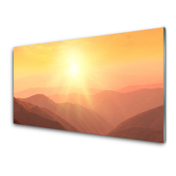 Image sur verre acrylique Montagne paysage jaune brun
